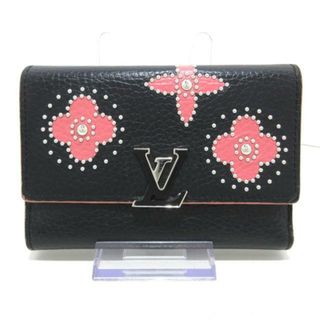 ルイヴィトン(LOUIS VUITTON)のLOUIS VUITTON(ルイヴィトン) 3つ折り財布 カプシーヌ ポルトフォイユカプシーヌコンパクト M63222 黒×ピンク トリヨンレザー（皮革の種類：牛革）(財布)