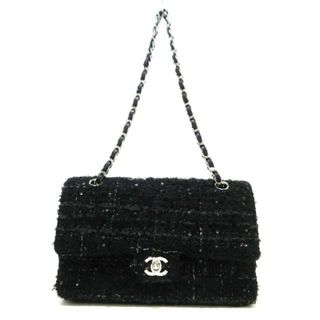 シャネル(CHANEL)のCHANEL(シャネル) ショルダーバッグ レディース ダブルフラップマトラッセ 黒 フラップバッグ/チェーンショルダー/シルバー金具/スパンコール ツイード(ショルダーバッグ)