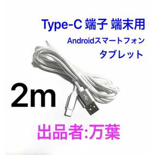 シルバー 2m 1本 Type-C 充電器 typeC USBケーブル(バッテリー/充電器)
