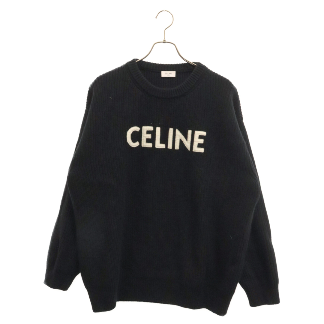 celine(セリーヌ)のCELINE セリーヌ ロゴエンブロイダリー オーバーサイズニット セーター ブラック 2A19R423P メンズのトップス(ニット/セーター)の商品写真