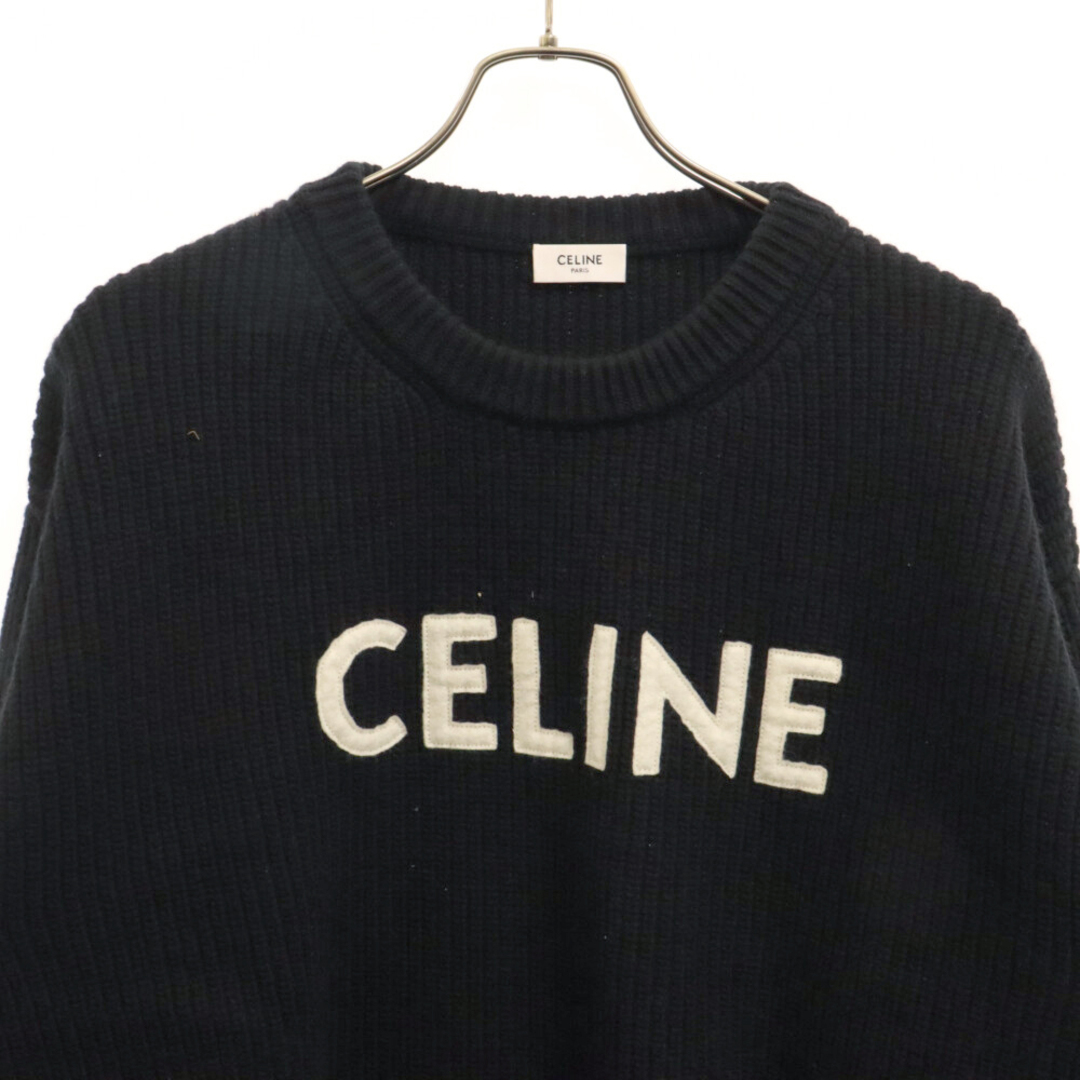 celine(セリーヌ)のCELINE セリーヌ ロゴエンブロイダリー オーバーサイズニット セーター ブラック 2A19R423P メンズのトップス(ニット/セーター)の商品写真