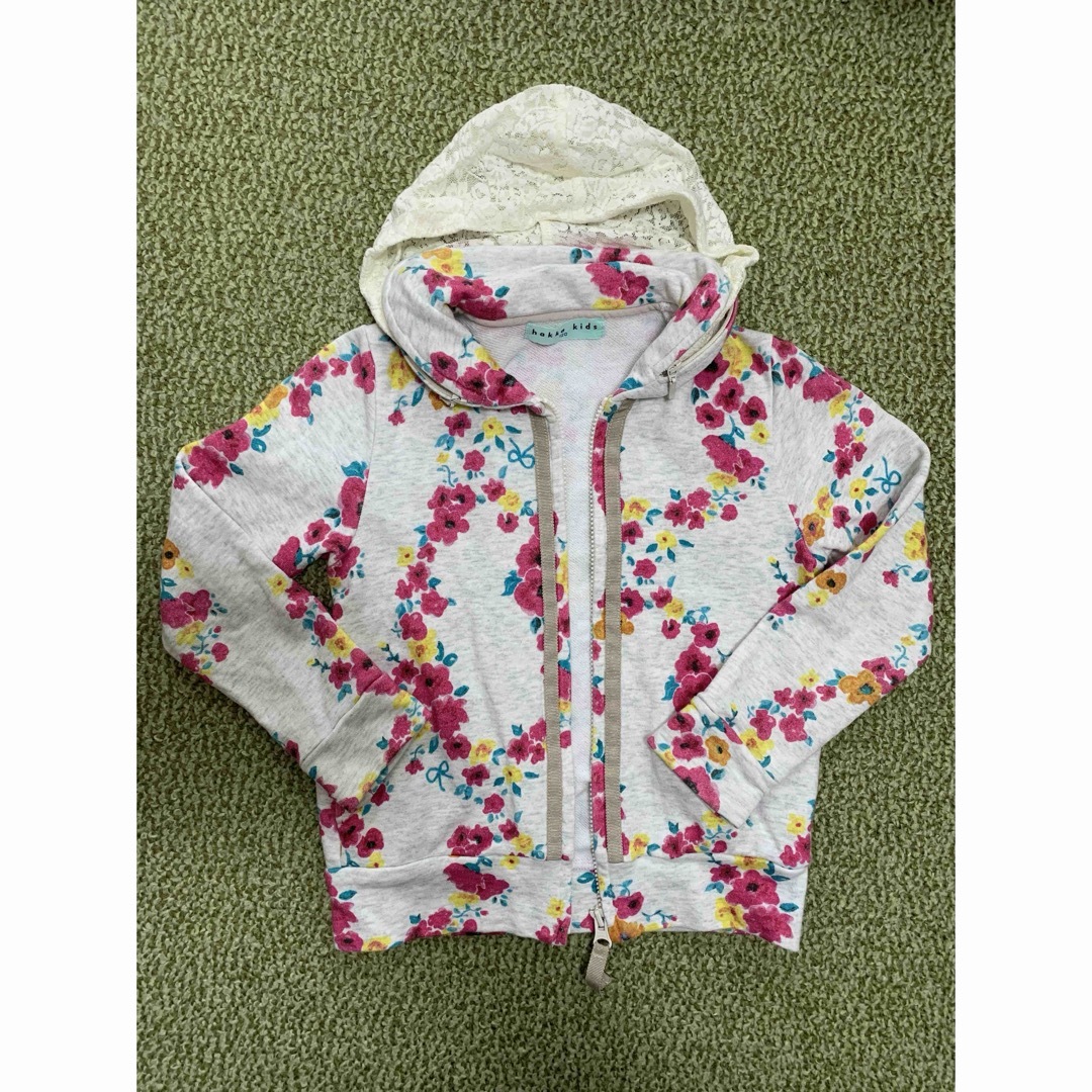 hakka kids(ハッカキッズ)のhakka kids  花柄ジップアップパーカー キッズ/ベビー/マタニティのキッズ服女の子用(90cm~)(ジャケット/上着)の商品写真