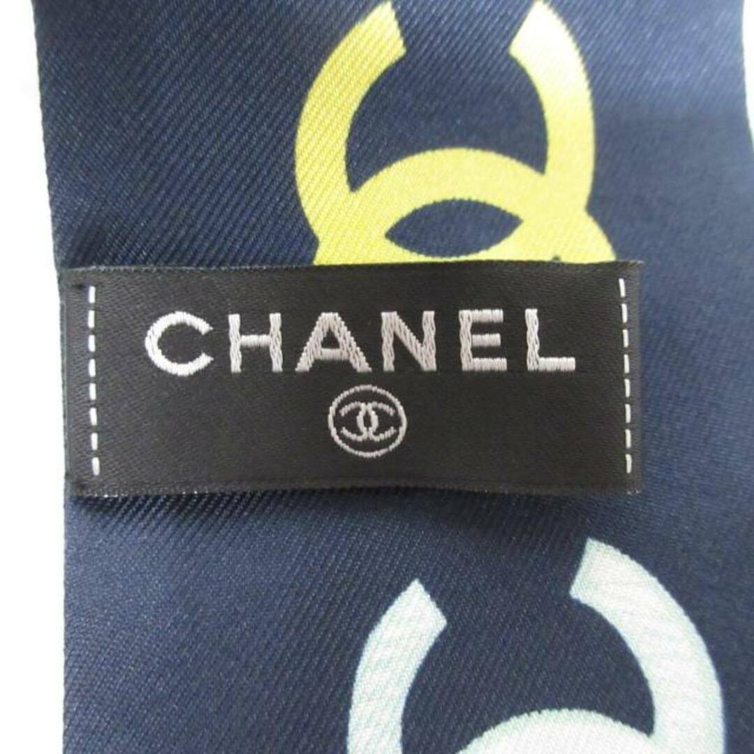 CHANEL(シャネル)のCHANEL(シャネル) スカーフ新品同様  - ダークネイビー×ピンク×マルチ リボンスカーフ/24C シルク レディースのファッション小物(バンダナ/スカーフ)の商品写真