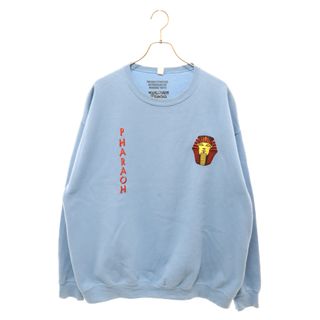 ワコマリア(WACKO MARIA)のWACKO MARIA ワコマリア 22AW PHARAOH CREW NECK SWEAT ファラオ刺繍 クルーネックスウェットシャツ ブルー(スウェット)