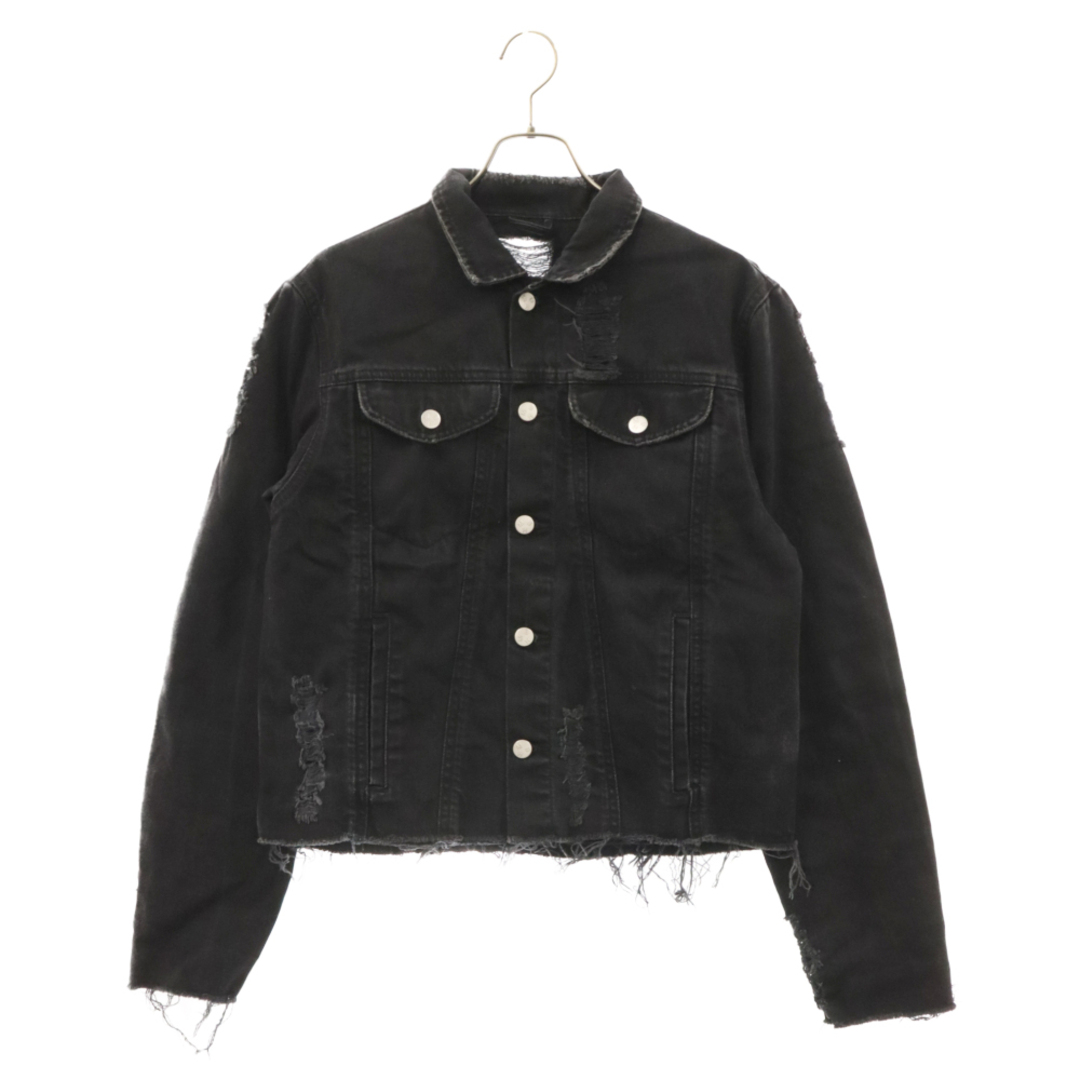 MISBHV ミスビヘイブ DESIRE DENIM JACKET ダメージ加工 バックプリント デニムジャケット ブラック メンズのジャケット/アウター(Gジャン/デニムジャケット)の商品写真