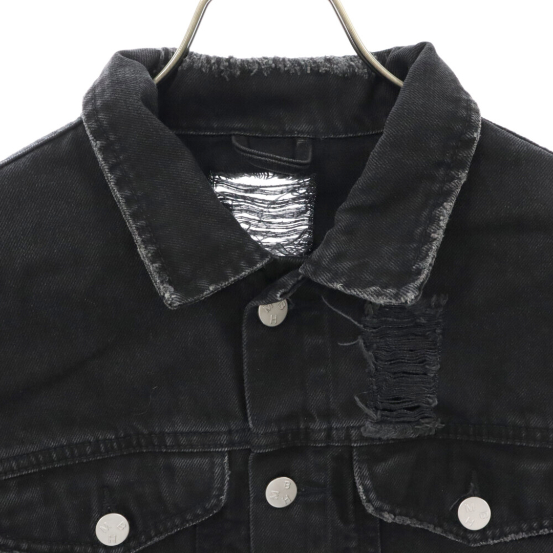 MISBHV ミスビヘイブ DESIRE DENIM JACKET ダメージ加工 バックプリント デニムジャケット ブラック メンズのジャケット/アウター(Gジャン/デニムジャケット)の商品写真