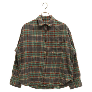 hyakki ヒャッキ Flannel Checkshirts フランネル リバーシブル グラフィックプリント 長袖チェックシャツ グリーン 40001(シャツ)