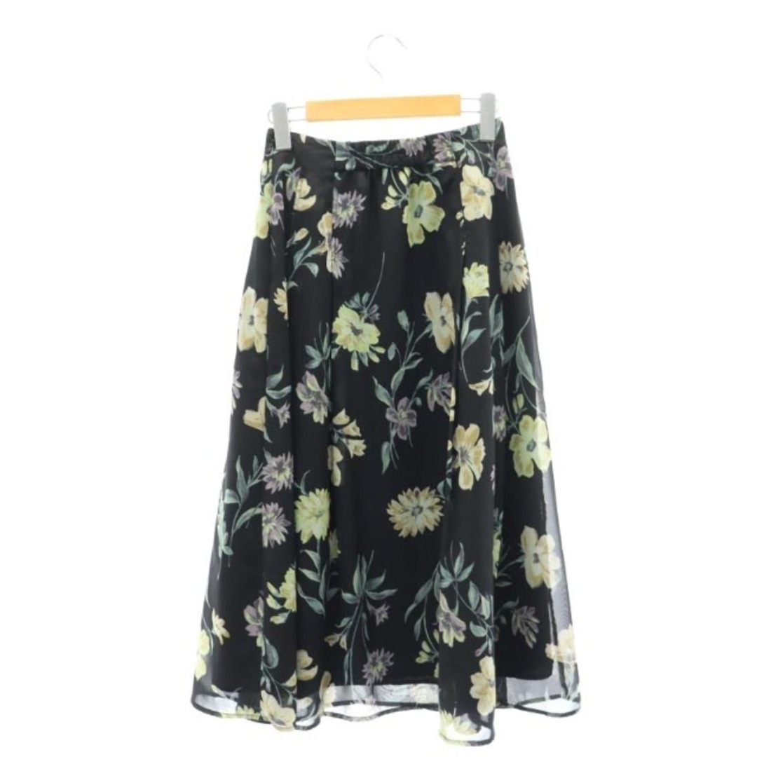 MISCH MASCH(ミッシュマッシュ)のミッシュマッシュ 花柄スカート フレア ロング 総柄 36 黒 マルチカラー レディースのスカート(ロングスカート)の商品写真