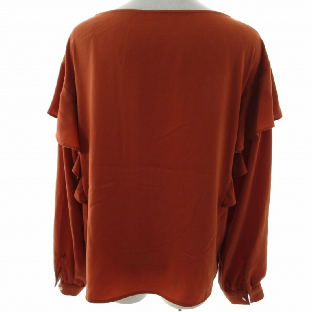 アナカ Unaca 美品 フリルブラウス シャツ 長袖 オレンジ 38 Mサイズ レディースのトップス(シャツ/ブラウス(長袖/七分))の商品写真