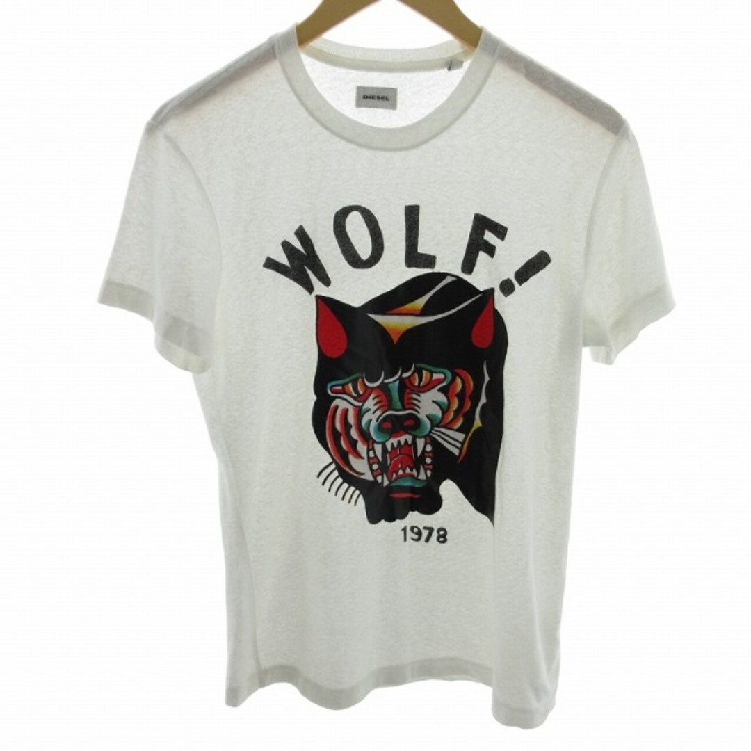 DIESEL(ディーゼル)のディーゼル DIESEL WOLF プリントTシャツ カットソー 半袖 白 S レディースのトップス(Tシャツ(半袖/袖なし))の商品写真