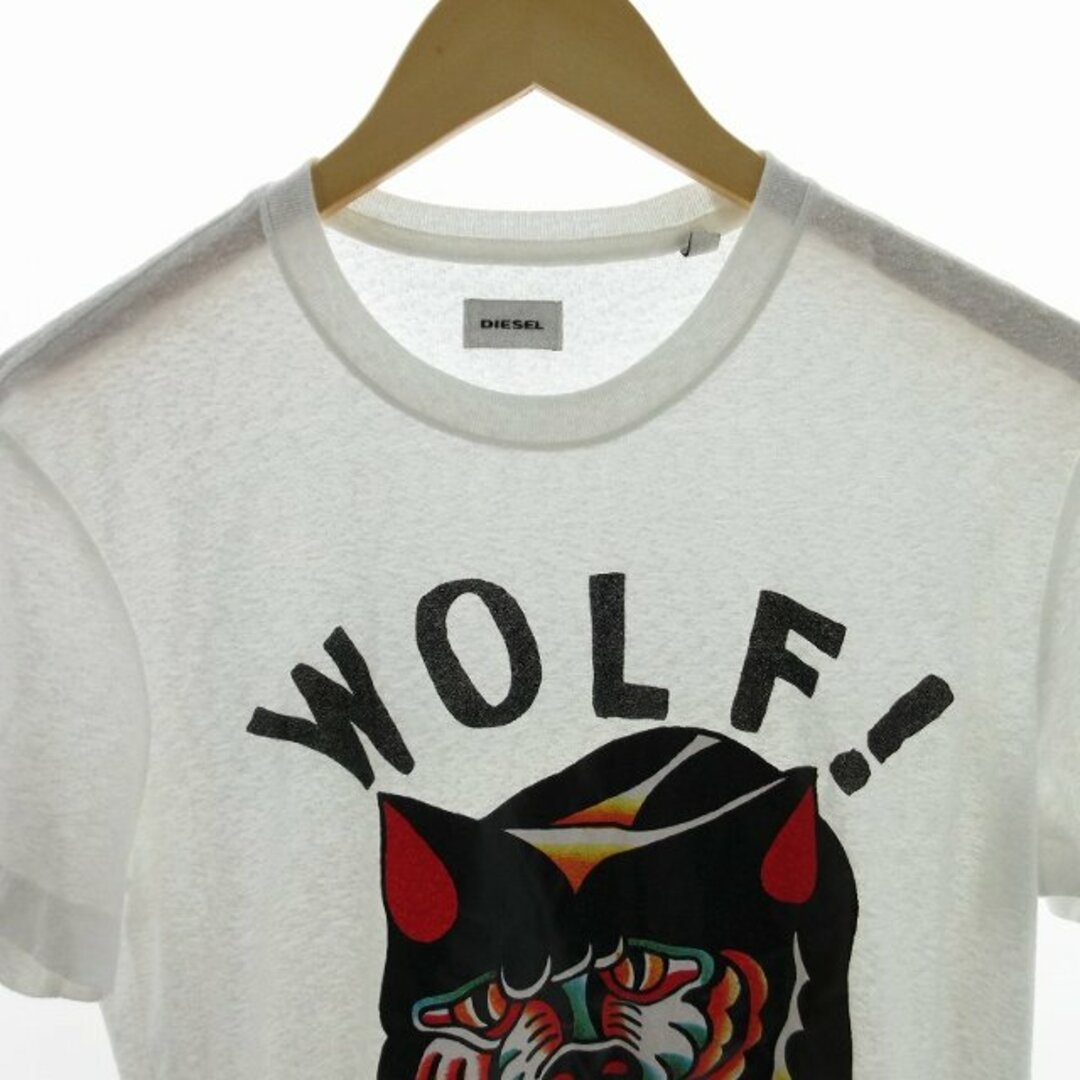 DIESEL(ディーゼル)のディーゼル DIESEL WOLF プリントTシャツ カットソー 半袖 白 S レディースのトップス(Tシャツ(半袖/袖なし))の商品写真