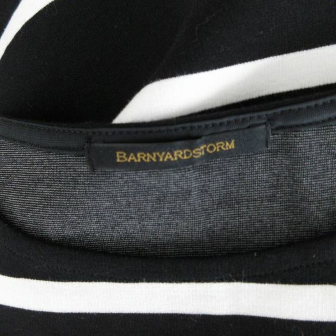 BARNYARDSTORM(バンヤードストーム)のバンヤードストーム アシンメトリーボーダーカットソー Tシャツ 黒 白 約S レディースのトップス(カットソー(長袖/七分))の商品写真