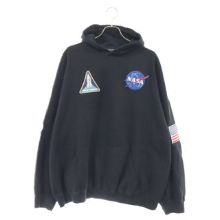 バレンシアガ(Balenciaga)のBALENCIAGA バレンシアガ 21AW ×NASA Space Boxy Hoodie ナサ スペースボクシーフーディ プルオーバー スウェットパーカー ワッペン バックロゴプリント ブラック 651799 TKVD8(パーカー)