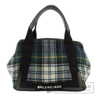 バレンシアガ(Balenciaga)のBALENCIAGA 339933 ネイビーカバス チェック柄 トートバッグ ウール レディース(トートバッグ)