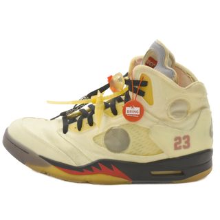 ナイキ(NIKE)のNIKE ナイキ ×OFF WHITE AIR JORDAN5 SAIL オフホワイト エアジョーダン5 セイル ハイカットスニーカー ホワイト/イエロー US13/31cm DH8565-100(スニーカー)