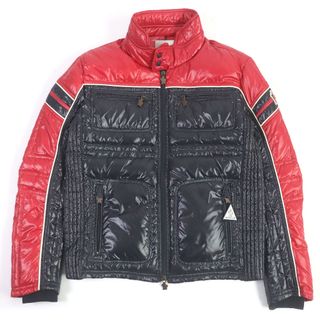 モンクレール(MONCLER)の極美品□MONCLER モンクレール CANTON ロゴワッペン WZIP ライダース ダウンジャケット ブルゾン レッド ネイビー 1 正規品 メンズ(ダウンジャケット)