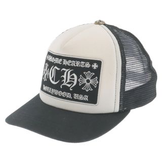 クロムハーツ(Chrome Hearts)のCHROME HEARTS クロムハーツ TRUCKER CAP トラッカーキャップ CHパッチクロスボール付メッシュ帽子 ホワイト/ブラック(キャップ)