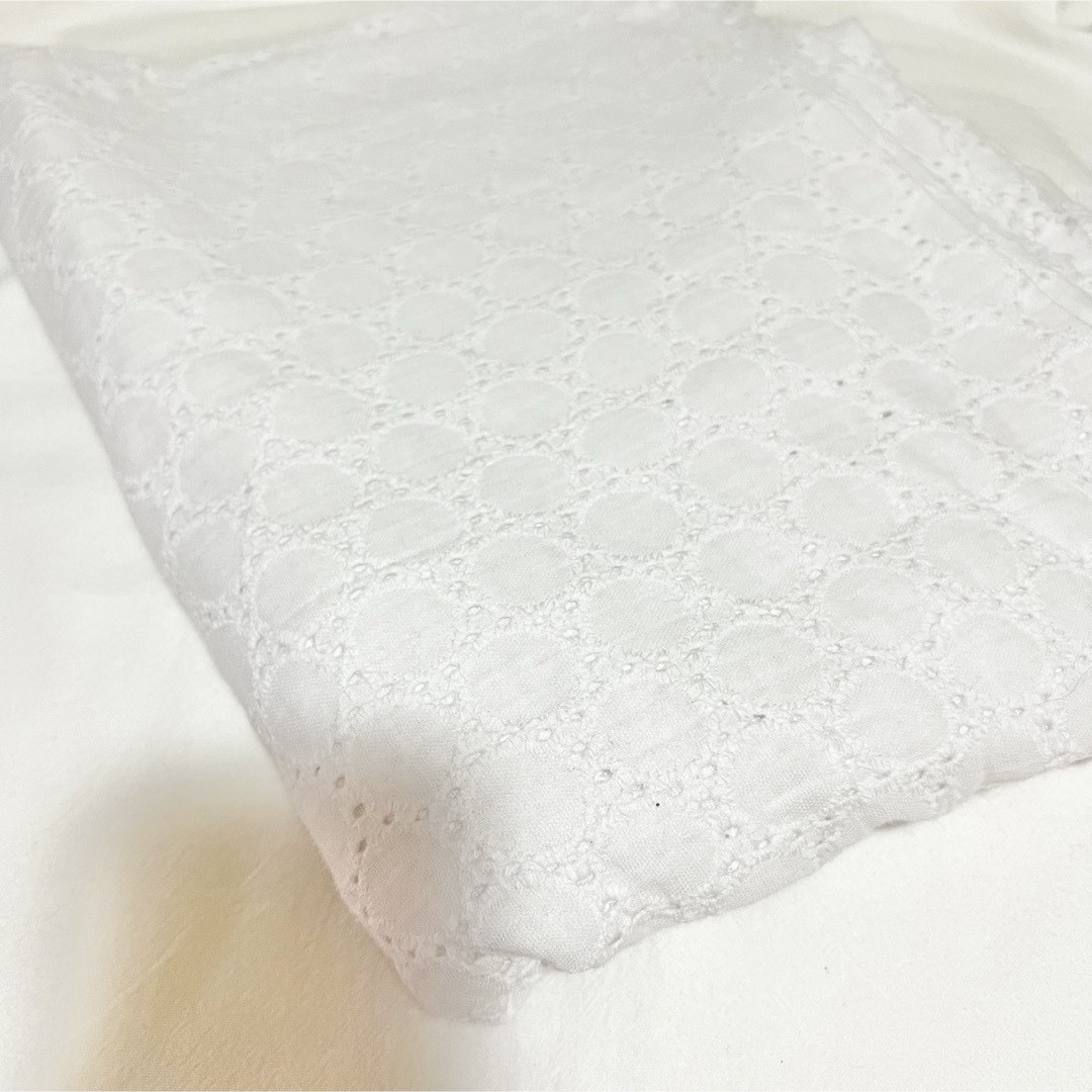 刺繍　生地 サークル　綿レース　白 ハンドメイドの素材/材料(生地/糸)の商品写真