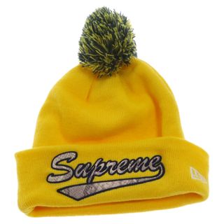 シュプリーム(Supreme)のSUPREME シュプリーム 17AW × New Era Snake Script Beanie × ニューエラ ロゴ刺繍 ニット帽 ビーニー イエロー(ニット帽/ビーニー)