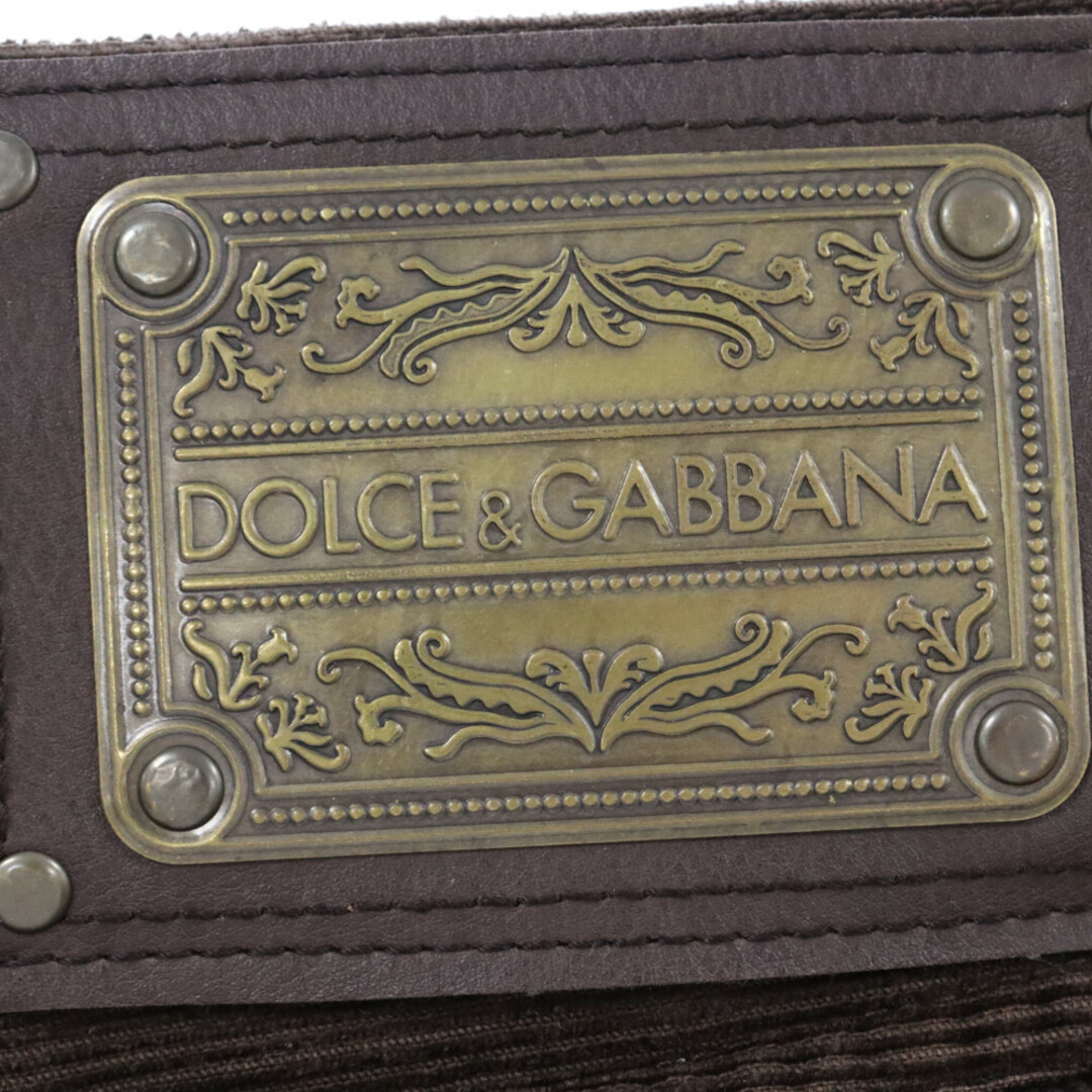 DOLCE&GABBANA(ドルチェアンドガッバーナ)のDOLCE & GABBANA ドルチェアンドガッバーナ 02AW ダメージ加工 ビッグロゴプレート コーデュロイパンツ ブラウン P61T 9302 メンズのパンツ(その他)の商品写真