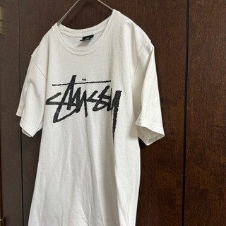 【送料無料】STUSSY ステューシー Tシャツ ロゴ 古着 ホワイト(Tシャツ/カットソー(半袖/袖なし))