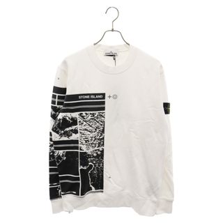 STONE ISLAND ストーンアイランド 20AW MURAL PART 3 CREWNECK SWEATSHIRT ロゴプリント ワッペンロゴ クルーネック スウェット トレーナー ブラック/ホワイト 731563088