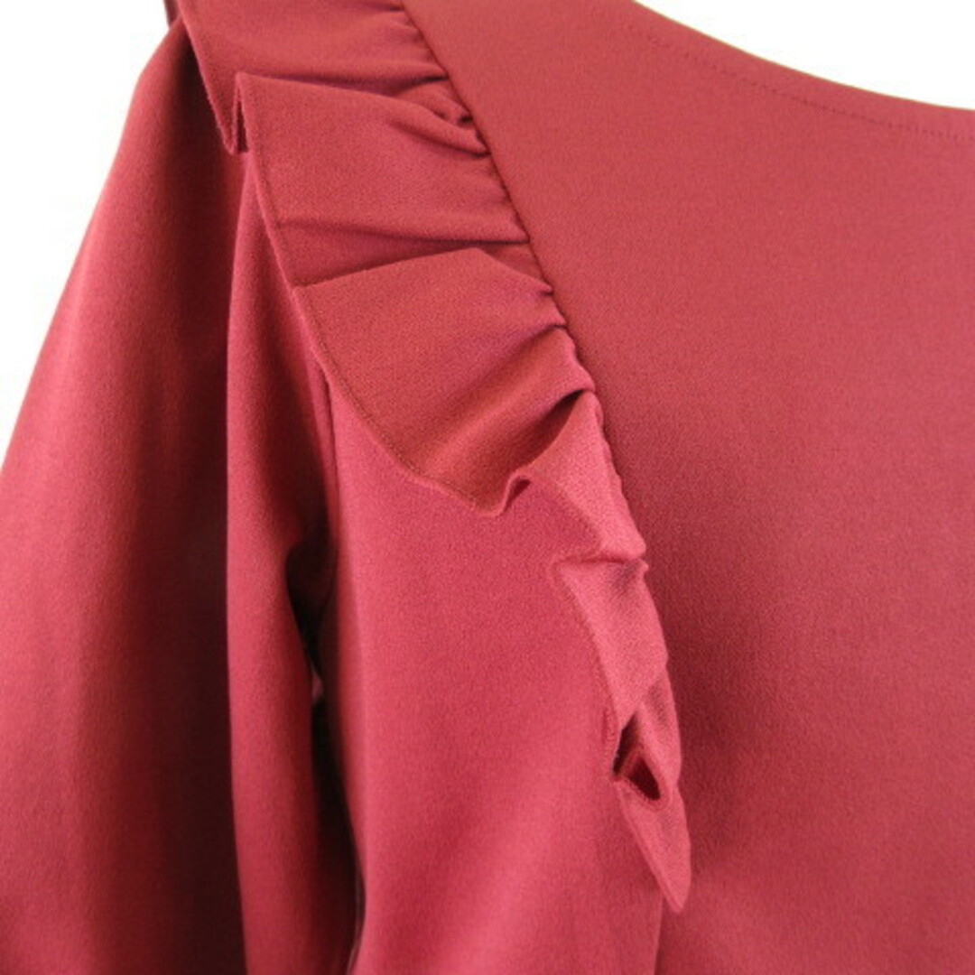 COLZA(コルザ)のコルザ COLZA カットソー ブラウス 七分袖 フリル 赤 S *T184 レディースのトップス(その他)の商品写真