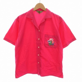 ケンゾー(KENZO)のケンゾー KENZO ヴィンテージ シャツ 花刺繍 半袖 コットン 2 ピンク(シャツ)