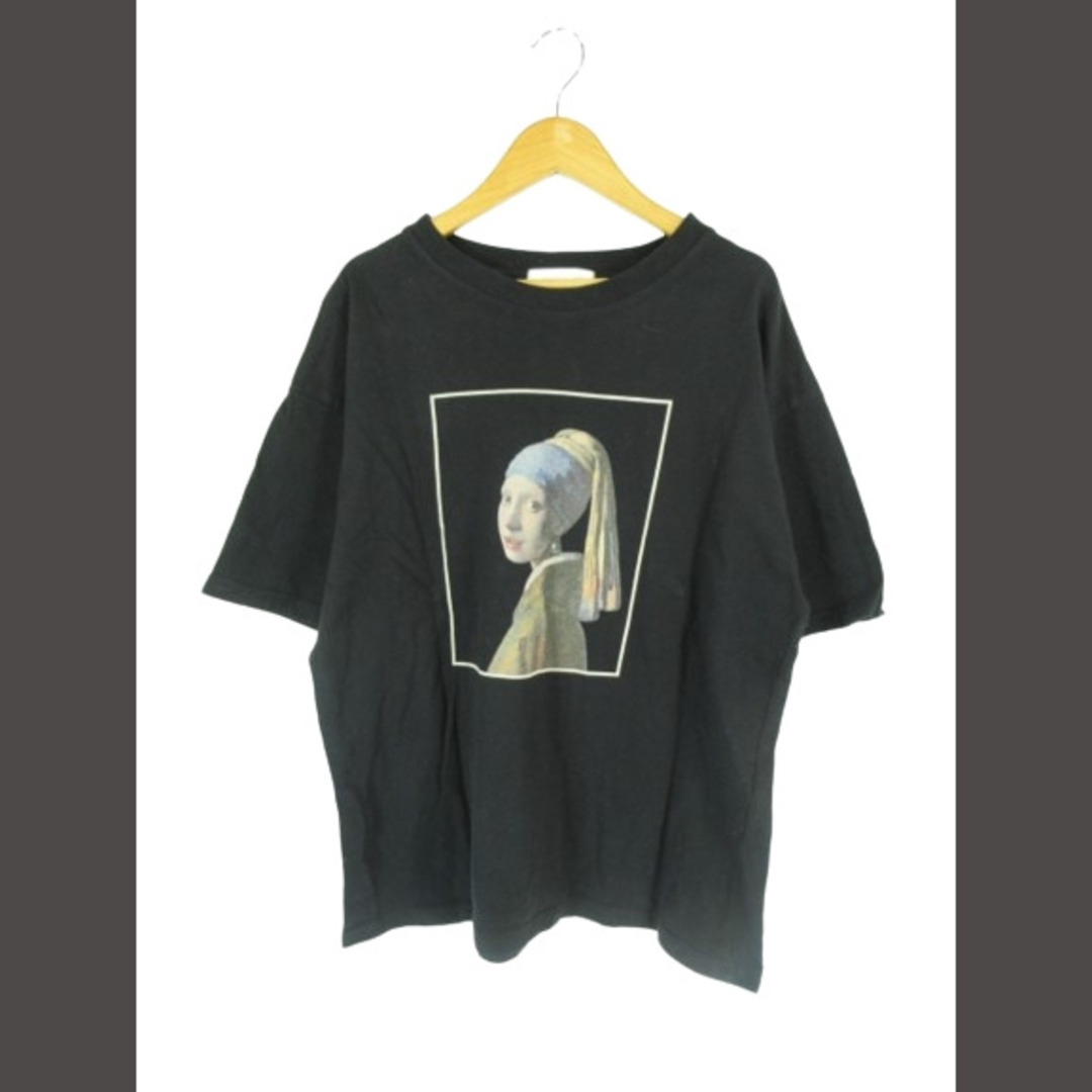 CECIL McBEE(セシルマクビー)のCECIL McBEE Tシャツ 丸首 半袖 プリント 綿 ブラック M  レディースのトップス(Tシャツ(半袖/袖なし))の商品写真