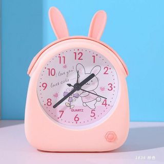 時計 うさぎ ピンク 単三電池 目覚まし かわいい D(置時計)