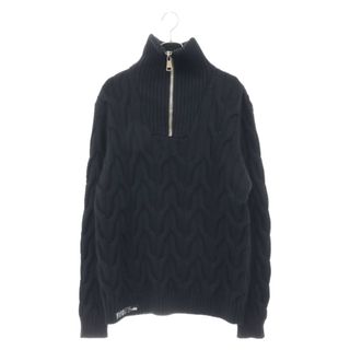 BALMAIN バルマン Half Zip Cable Knit ハーフジップ ケーブルニット セーター ブラック KF020KD26