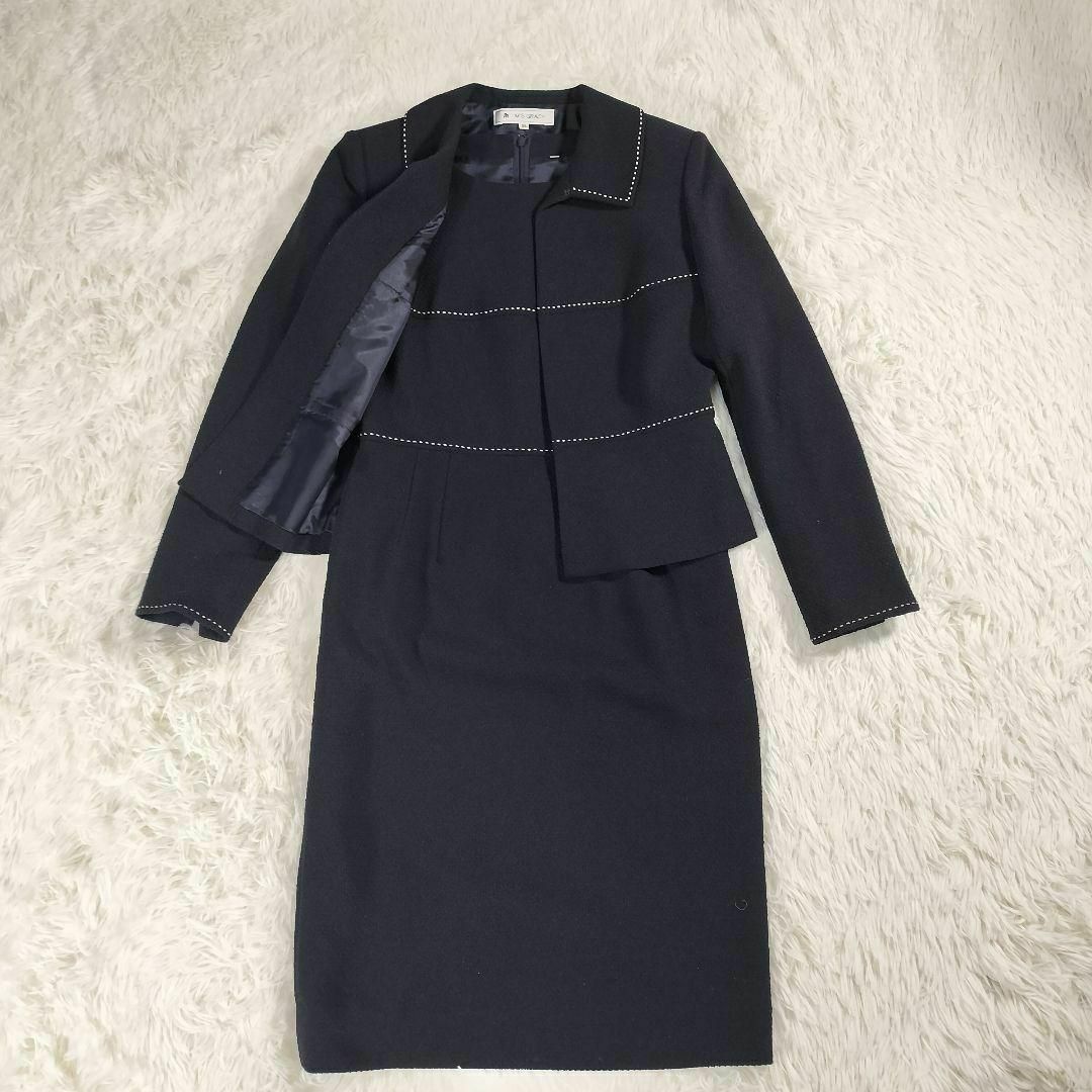 M'S GRACY(エムズグレイシー)のエムズグレイシー スーツ セットアップ フォーマル ママスーツ ステッチ 黒 レディースのフォーマル/ドレス(スーツ)の商品写真