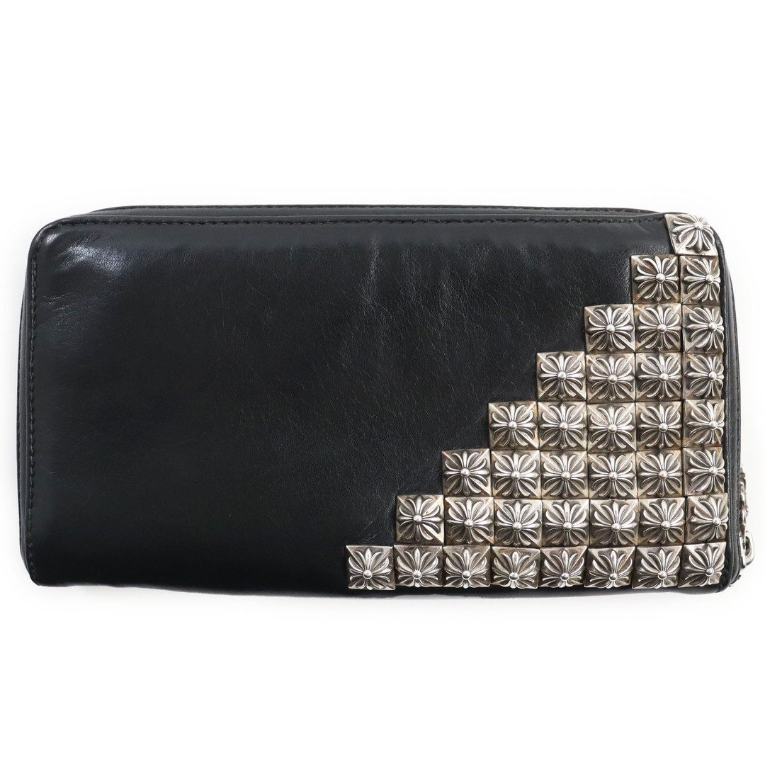 Chrome Hearts - 極美品●CHROME HEARTS クロムハーツ REC F ZIP #2 スタッズ コーナー ゼロピラミッド ダガージップ ラウンドファスナー レザーウォレット 長財布 ブラック メンズ