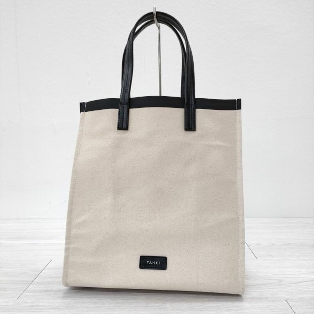 YAHKI YH-572 TOTE BAG 定価22000円 コットン キャンバス レザー トートバッグ キナリ ブラック レディース ヤーキ【中古】4-0413G◎ レディースのバッグ(トートバッグ)の商品写真