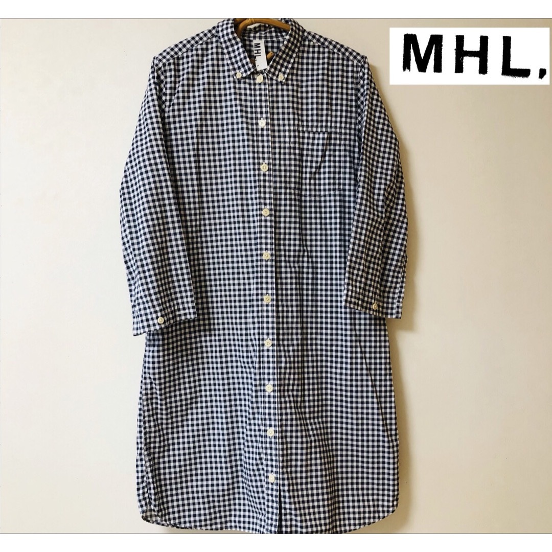 MHL.(エムエイチエル)のMHL.  シャツワンピース　長袖　コットン ギンガムチェック エムエイチエル レディースのワンピース(ひざ丈ワンピース)の商品写真