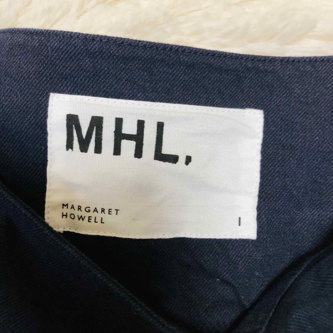 MHL.(エムエイチエル)のマーガレットハウエル MHL. ワンピース ロング 長袖 コットン　S ネイビー レディースのワンピース(ロングワンピース/マキシワンピース)の商品写真