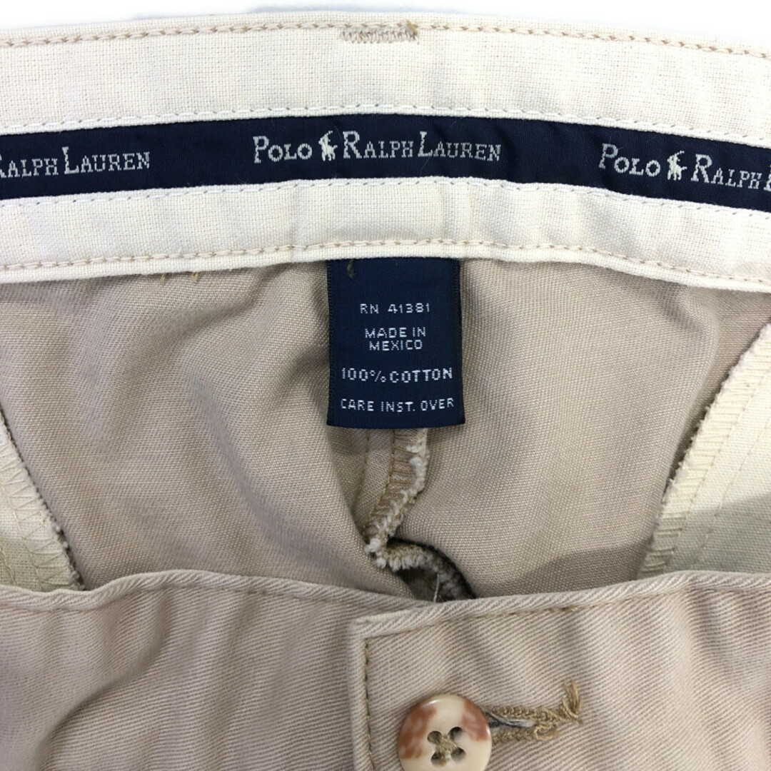 POLO RALPH LAUREN(ポロラルフローレン)の90年代 Polo by Ralph Lauren ポロ ラルフローレン 2タック チノパンツ アメカジ ポロチノ ベージュ (メンズ) 中古 古着 Q4234 メンズのパンツ(その他)の商品写真