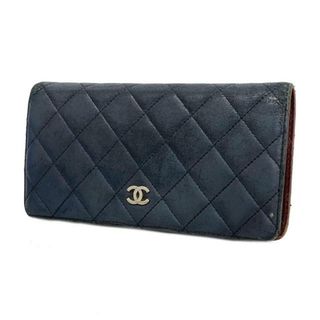 シャネル(CHANEL)の【4hd4292-r】シャネル 長財布/マトラッセ/ラムスキン/ブラック/シルバー金具 【中古】 レディース(財布)