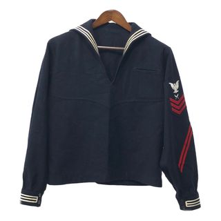 60年代 米軍実物 U.S.NAVY ウール セーラージャケット ヴィンテージ ミリタリー ネイビー (メンズ 44 R) 中古 古着 Q4250(ミリタリージャケット)