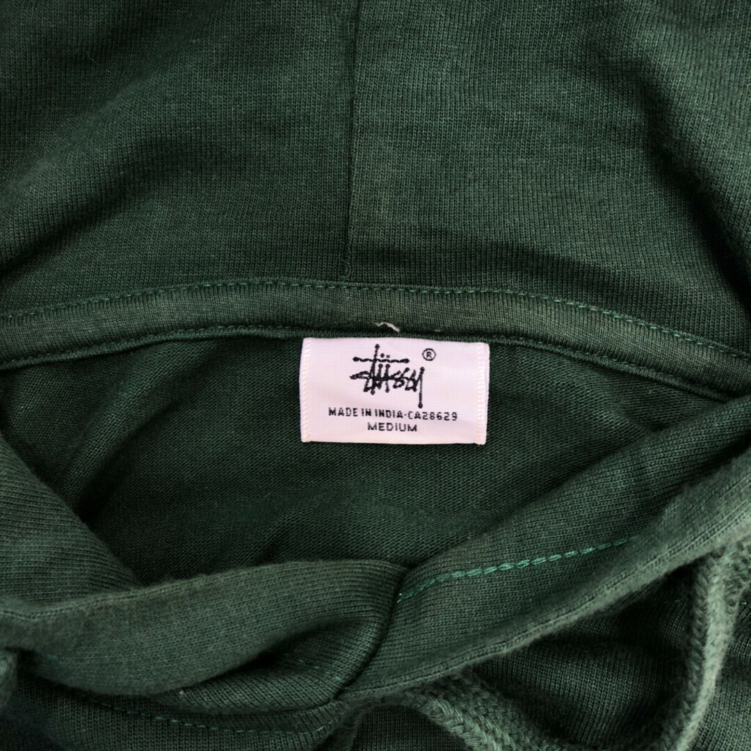 STUSSY(ステューシー)のSTUSSY ステューシー INTERNATIONAL スウェット パーカー 袖プリント グリーン (メンズ MEDIUM) 中古 古着 Q4253 メンズのトップス(パーカー)の商品写真