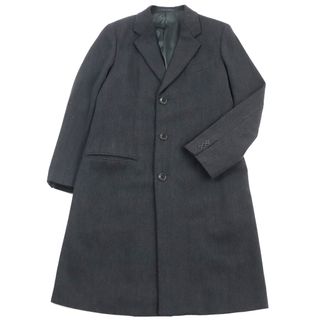 アルマーニ コレツィオーニ(ARMANI COLLEZIONI)の美品○ARMANI COLLEZIONI アルマーニコレッツォーニ バージンウール100% 織柄 ロングコート チェスターコート グレー 48 イタリア製 正規品 メンズ(チェスターコート)