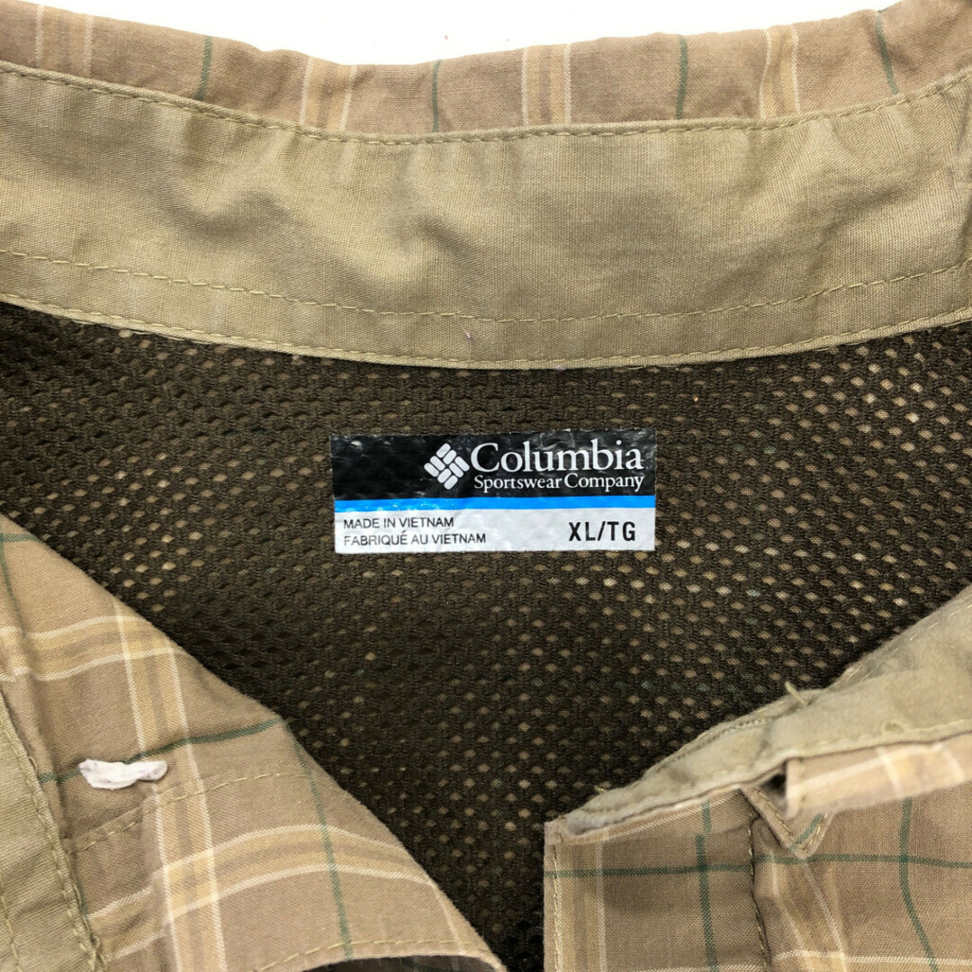 Columbia(コロンビア)のColumbia コロンビア PHG 長袖シャツ アウトドア チェック ベージュ (メンズ XL) 中古 古着 Q4313 メンズのトップス(シャツ)の商品写真