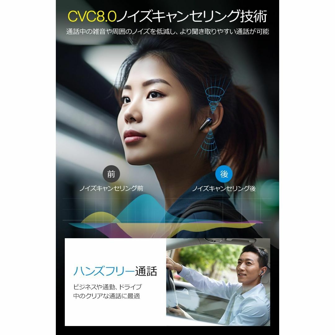 イヤホン bluetooth ワイヤレスイヤホン ブルートゥース 自動ペアリング スマホ/家電/カメラのオーディオ機器(ヘッドフォン/イヤフォン)の商品写真