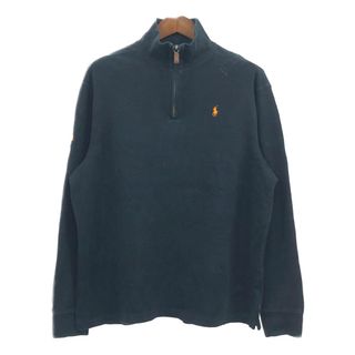 ポロラルフローレン(POLO RALPH LAUREN)のPolo by Ralph Lauren ラルフローレン ハーフジップ ドライバーズニット セーター ワンポイント ブラック (メンズ XL) 中古 古着 Q4335(ニット/セーター)