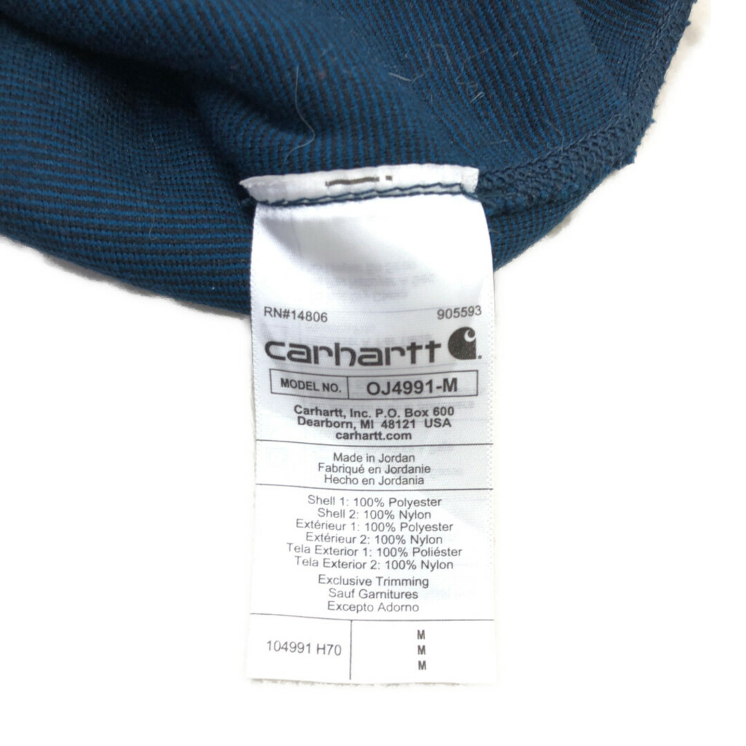 carhartt(カーハート)のCarhartt カーハート ハーフスナップ ボアフリース プルオーバージャケット ワンポイント ブルー (メンズ M) 中古 古着 Q4355 メンズのジャケット/アウター(その他)の商品写真