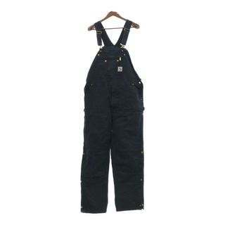 カーハート(carhartt)のCarhartt カーハート ビブオーバーオール 大きいサイズ ワーク ダック地 ブラック (メンズ W44 L34) 中古 古着 Q4373(サロペット/オーバーオール)