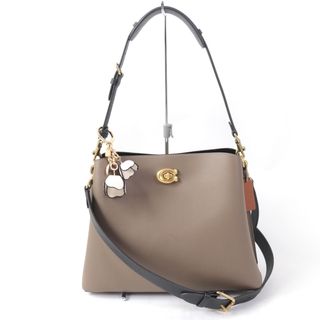 コーチ(COACH)の極美品☆COACH コーチ C2590 ウィロウ カラーブロック レザー フラワーチャーム付 2WAY ショルダーバッグ ハンドバッグ ブラウン 箱・保存袋付き レディース(ハンドバッグ)