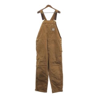 カーハート(carhartt)のUSA製 Carhartt カーハート ビブオーバーオール ワーク ダック地 ブラウン (メンズ W42 L32) 中古 古着 Q4378(サロペット/オーバーオール)