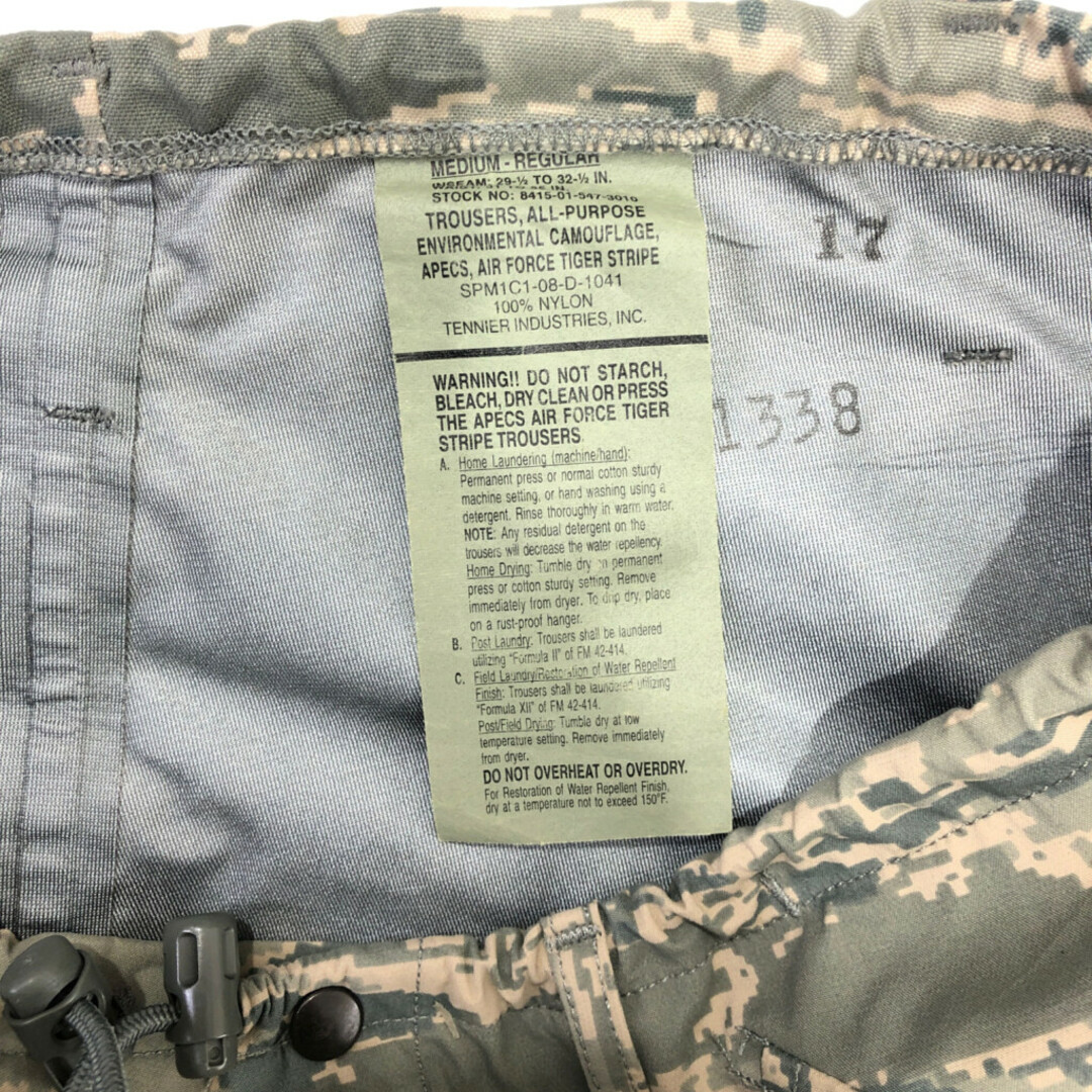 2000年代～ 米軍実物 U.S.AIRFORCE APECS GORETEXパンツ 防水 ミリタリー ABUカモ (メンズ MEDIUM REGULAR) 中古 古着 Q4396 メンズのパンツ(その他)の商品写真
