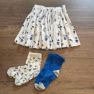 プチバトー(PETIT BATEAU)のプチバトー　花柄スカート靴下セット　116㎝(スカート)